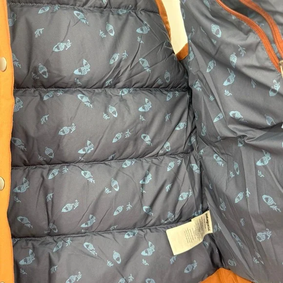 Patagonia Vest Women Small Sisu Brown/Blue Bivy Puffer Down Hooded Full Zip - Picture 3 of 10